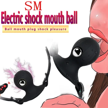 Električni Šok Usta Gag Vibratorji Za Ženske Gag Ball BDSM Ropstva Omejitve Ustni Odprtih Ust Plug Sex Igrača za Ženske Dodatki