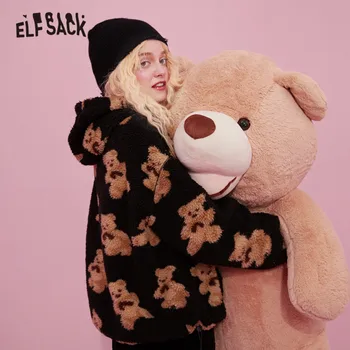 ELFSACK Harajuku Teddy Bear Leni Priložnostne Oversize Hoodies Majica Ženske,2020 Jeseni Poln Rokav korejski Girly,Dnevni Topli Vrh