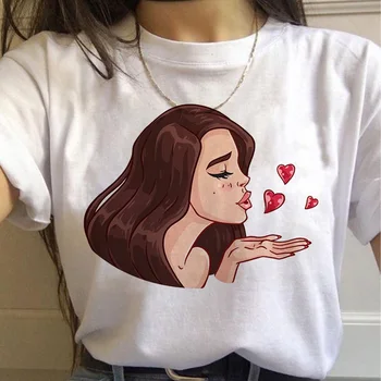 Estetski T-shirt korejski Slog T-shirt Ženski Lana Del Rey Harajuku Ulzzang T-shirt Dame Grafično Oblikovanje, Tiskanje Fan T-shirt