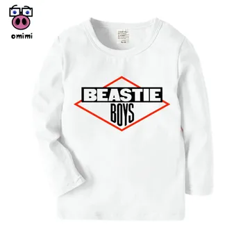 Fant je Dolg Rokav Beastie Boys Risanka Natisnjeni T Shirt Fantje Dekleta Jeseni Priložnostne Pozimi Vrhovi Otroci Srčkan T-Shirt