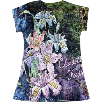 Floral print majica s kratkimi rokavi ženske Plus velikost 4XL 2020 poletje kratek rokav grafični tees modis slim tshirt o-vrat vrhovi tee shirt femme