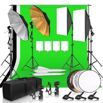 Foto Studio LED Softbox Dežnik Razsvetljave, Komplet 2.6Mx3M Ozadju Podporo Stojalo Zeleno Ozadje za Fotografiranje Video Snemanje