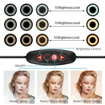 Freya Obroč Svetlobe Zatemniti LED Svetilka Bliskavico Selfie Foto Studio Makeup Obroč Luči Multi-Funkcije Video v Živo Lučka 2800-6500K