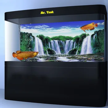 G. Tank HD Akvarij Ozadju Plakat 3D Učinek Slap Gozd Pogled Plazilcev Hiša Wall Fish Tank Ozadje Odlikovanja