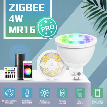 GLEDOPTO RGB+SCT MR16 Smart Pozornosti Žarnica 4W ZigBee 3.0 APP/Glas/RF Daljinski upravljalnik Delo Z Alexa Echo Plus SmartThings