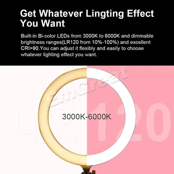Godox LR120 12 Inch LED Obroč Svetlobe studijskega Bi-Color 3000K-6000K obročaste Svetilke za Video YouTube Ringlight Ličila Svetlobe