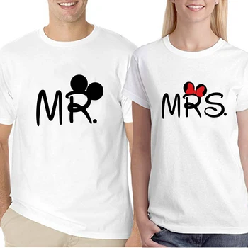 Gospod in Gospa Ljubitelje Minnie Mouse Valentinovo Darilo Tshirt za Unisex Grafični medene tedne Tees Vrhovi Pari Obleko Dropship