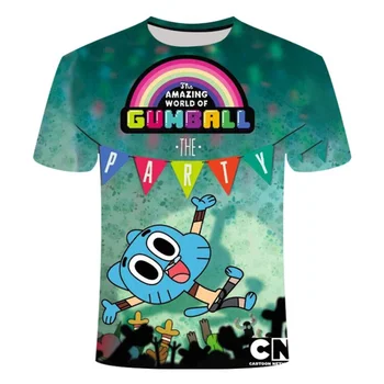 Gumball neverjetno svetu t shirt Gumball vzorec 3D natisnjeni t-shirt je super ulične graphic T-shirt za moške prevelik T-shirt