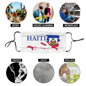 Haiti Zemljevid Zastavo Non-Enkratno Usta Masko Za Odrasle Anti Meglica Dustproof Masko Zaščitni Pokrov Respirator Žarilna
