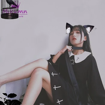 Harajuku Moda Križ Cosplay Luštna Punca Obleko Japonski Gotike Star Til Lolita Obleko Kawaii Obleke