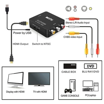 HD 1080P AV za HDMI je združljiv Televizijski Pretvornik Igranje AV2HDMI Adapter za Gospodinjstvo Dekoracijo za PS3 PS4 DVD Xbox Projektor