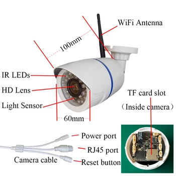 HD 2MP 1080P Avdio Brezžična IP Kamera, WiFi CCTV Kamere za Nadzor Varnosti Bullet IR Nočno gledanje na Prostem Nepremočljiva IP Kamere
