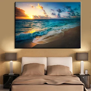 HD plaži sončnem zahodu pokrajina lahko natisnjena na platno, slike, moderne stenske fotografij in plakatov Doma dnevna soba dekoracijo