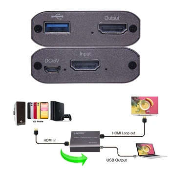HDMI Video Capture Card 1080P HD 4K 60Hz HDMI, USB 3.0 Video posnetki Igre Snemanje Live Streaming Broadcast Krajevne Zanke Iz