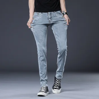 HO 2020 najstnikov žep dekoracijo modni jeans moške gojiti eno morale in noge siva traper hlače