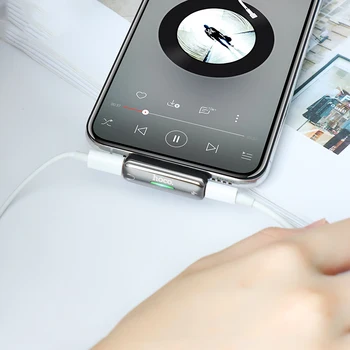 HOCO 2v1 Avdio Kabel Hitro Polnjenje Audio Converter Glasbe Adapter za iPhone 11 Max Pro XS Max XR X 8 ter Podpora MIC Kliče