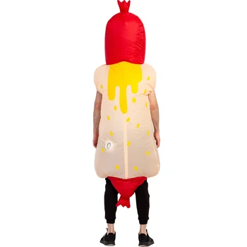 Hot Dog Napihljivi kostum Cosplay Klobasa kostum Smešno Zraka Blow Up Obleko Fancy Stranka Obleko Halloween Kostum za Odrasle Jumpsuit
