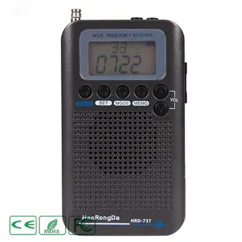 HRD-737 Digitalni LCD Zaslon Full Band Prenosni Radio FM/AM/SW/CB/Zrak/VHF Svetu Band Stereo-Sprejemnik, Radio z Budilko