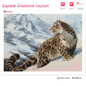 Huacan Diy Diamond Slikarstvo Leopard Vezenje Navzkrižno Šiv Živali Doma Dekor Mozaik Sneg Diamantno Art