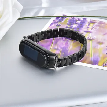 Iz nerjavečega Jekla Watchband za Xiaomi Mi Band 5/4/3 Pametno Gledati Trak Diamond Dekorativni Zamenljive Zapestnica za Moj Band 5 Pasu