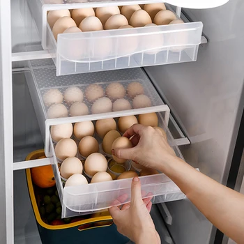 Jajce Shranjevanje Rack 30 Mrežo Visoko Kakovostni Proti trčenju Z Pokrov Predala Stackable Kuhinjskega Predala Organizator Hladilnik Škatla za Shranjevanje