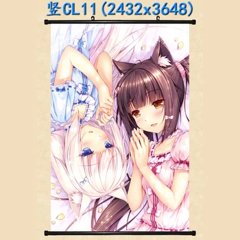 Japonski Anime NEKOPARA chocolat & vanilija & Azuki & Kokos & Cimet Doma Dekor Steno, se Pomaknite Plakat Dekorativne Slike