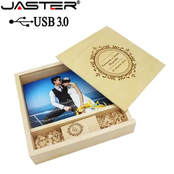 JASTER USB 3.0, Foto Album Lesa usb+Box usb flash drive, Pomnilniško kartico memory stick Pendrive 4 GB, 16GB 32GB 64GB Fotografija darilo 1PCS brezplačno logotip
