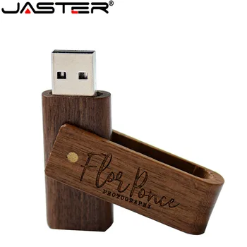 JASTER Vrtenje lesene LOGOTIP usb flash disk 4GB 8GB 16GB 32GB 64GB usb 2.0 darilo pendrive