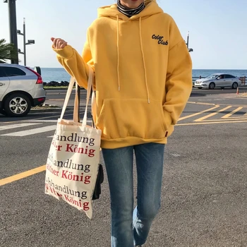 Jeseni leta 2020 zimska oblačila harajuku hoodies korejski moda prijatelji hoodie osebnost vezenje pismo rumena majica ženske