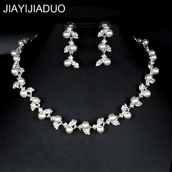 Jiayijiaduo Srebrne barve nakit set za žensko poročno obleko, nakit, ogrlica, uhani set darilo dodatki dropshipping
