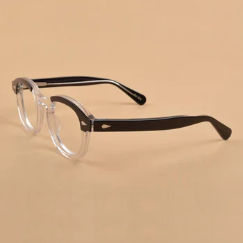 Johnny Depp Očala Optičnih Očal Okvir Acetatni Okvir Vintage stil očala moški ženske Pregleden objektiv najvišje Kakovosti 005-2