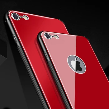 Kaljeno Steklo Ohišje za iPhone 7 6 6s 8 Plus X Xs Max XR Shockproof Mehko TPU Rob Silikonski Težko Nazaj Kritje za iPhone 7 8 Plus