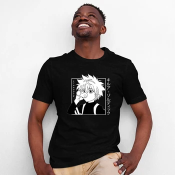 Kawaii Hunter X Hunter Tshirt Moški Kratek Rokav Killua Majica Zoldyck T-shirt Opremljena Mehko Bombažno Anime Manga Tee Shirt Oblačila