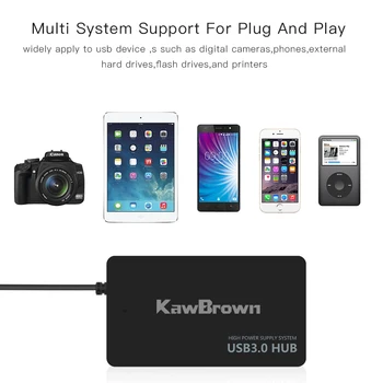 KawBrown 4 Ports USB 3.0 Hub USB 3.0, USB 3.0 z LED Zaslon Plug and Play Za Prenosni računalnik PC Računalnik Pribor