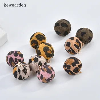 Kewgarden 20 mm Svilena Obroči Leopard, Tiskanje Ročno izdelan Obesek Majhno Žogo DIY Bowknot Pribor Uhane, Ogrlico 10pcs/set