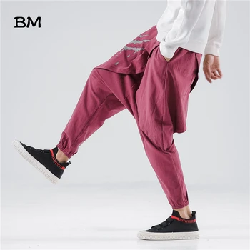Kitajski Slog Hip Hop Perilo Hlače Mens 2020 Tiskanja Hlače Moški Svoboden Oversize Vintage Moda Velik Žep Vrečasta Hlače 5XL