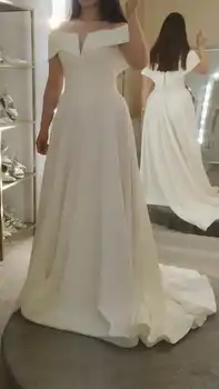 Krasen Split Poročne Obleke Dolgo 2021 Elegantno A-line Off Ramenski Afriške Poročne Halje Dolgo Formalno Boho Vestido de noiva