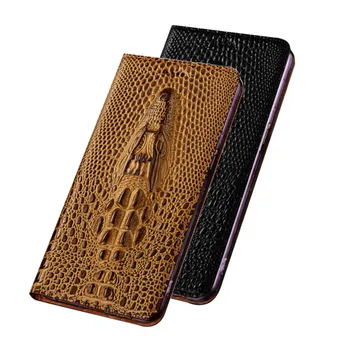 Krokodil zrna pravega usnja primeru telefon kartico žep za LG Stylo 6/LG Stylo 5/LG Stylo 4 telefon vrečko magnetnega držala namestite pokrov