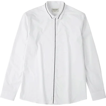 KUEGOU KUEGOU Bombaž Jeseni Človeka srajce moda Business Casual Beli moški, long sleeve zgornji del oblačila plus velikost BC-20519