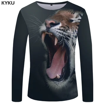 KYKU Tiger majica s kratkimi rokavi Moški z Dolgimi rokavi Živali Rock Ribe Tee Cloud Anime Ocean 3d T-shirt Kul Mens Oblačila Modni Moški