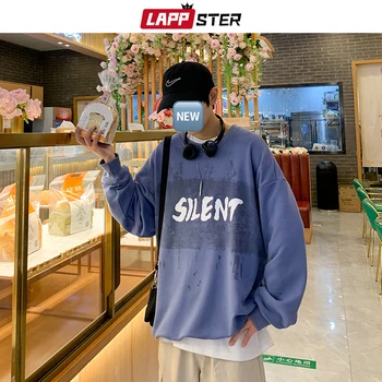 LAPPSTER Moških Hip Hop Harajuku Sweatshirts O-Vratu 2020 Puloverju Mens korejski Modnih Priložnostne Hoodies Moški Prevelik Hoodies 5XL