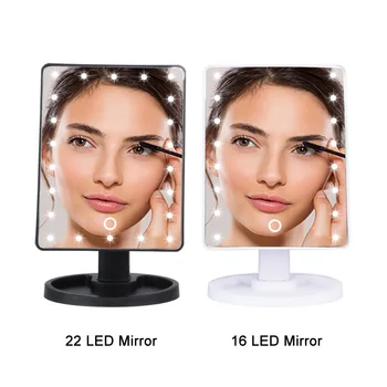 LED Ličila Ogledalo Osvetljeni Kozmetični Tabela Ogledalo S Svetlobo, za Make Up Nastavljiva Svetloba 16/22 Zaslon na Dotik Trepalnic Krtačo