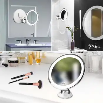 Led svetlobo ličila ogledalo 10 kratno povečavo namizje ličila ogledalo kopalnica namizje priseska fill light zložljiva WJ10