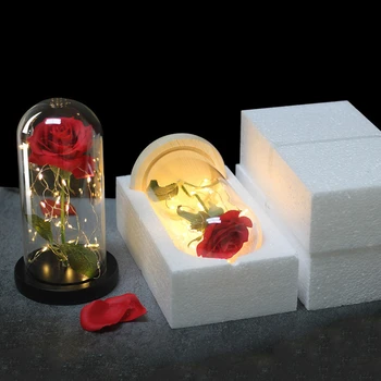 Lep Večno Rose Eternelle LED Luči, Lepotica In Zver Rose V Stekleno Kupolo, Za mamin Rojstni dan, valentinovo Darilo