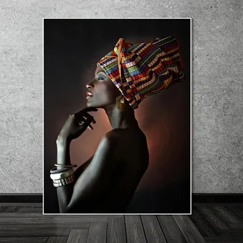 Lepa Črna Ženske Oljnih Slik Tisk Na Platno Portret Afriške Wall Art Tiskanje Plakatov In Fotografij Stenske Slike Cuadros