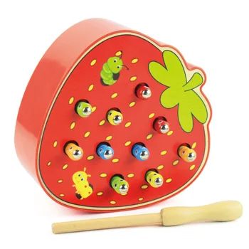 Lesene Igrače za Otroke Magnetni Insektov Zgodnje Izobraževanje Roko Oči Usklajevanja Starš-Otrok Interakcije Apple Lov Črvi