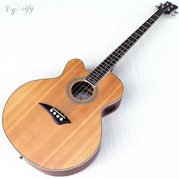 Levo roko 4 niz električne akustični bas kitara cutway design mat konča 43 palčni naravne barve z EQ bas kitaro