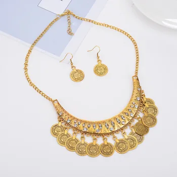 LosoDo Ročno izrezljane Elegantna Zlato barvo moda za ženske ogrlica Letnik BOHO Gypsy Trendy Edinstven Nakit Set