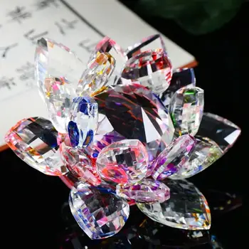 Lotus Kristalno Steklo Slika obtežilnik za papir Ornament Feng Shui Dekor Zbirka Figurice Doma Poroka Stranka Dekor Darila 2018m20