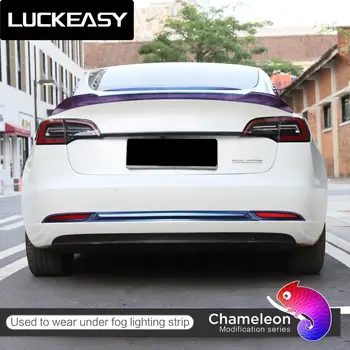 LUCKEASY Zunanje spremembe ABS avto zadnje meglenke Dekoracijo trakov za Tesla Model3 2017-2020 zvezdnato nebo kameleon serije